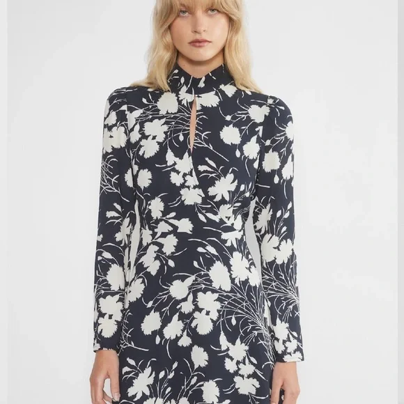 Wilfred Dark Night Navy and White Floral Long Sleeve Lola Dress - Picture 1 of 6